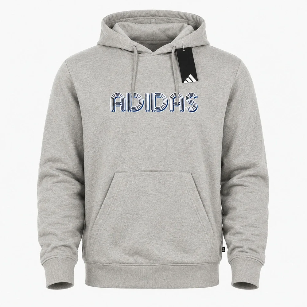 Adidas 3D Retro 70s Striped Logo Hoodie Mens XLT XL Tall Gray Disco Groovy NWT